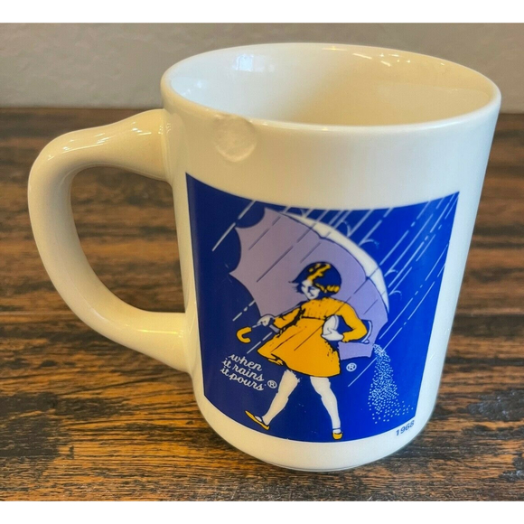 Morton Salt Girl Coffee Cup Mug 1968 When It Rains It Pours Vintage Mug - Picture 2 of 9